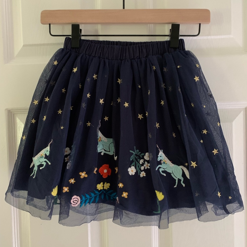 Hanna Anderson Beautiful Embroidered Tulle Skirt